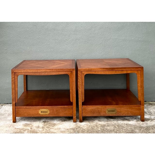 Vintage Baker Milling Road Campaign Side Tables - A Pair For Sale In West Palm - Image 6 of 12