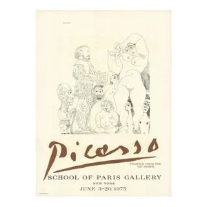 1975 Pablo Picasso 'School of Paris Gallery' Gray & White USA Etching