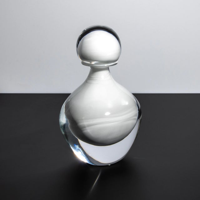 Hand Blown Murano Bottle in Crystal White Large For Sale - Image 4 of 10