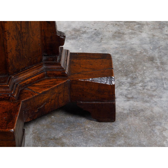 Brown Italian 19th Century Walnut Side Table with Octagonal Top and Pedestal Base For Sale - Image 8 of 12
