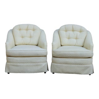 Mid Century Style Cream Club Chairs, A Pair For Sale