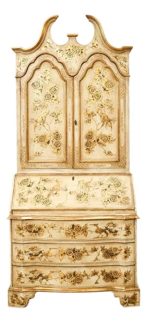 Venetian Style Chinoiserie Decorated Parcel Gilt Secretary