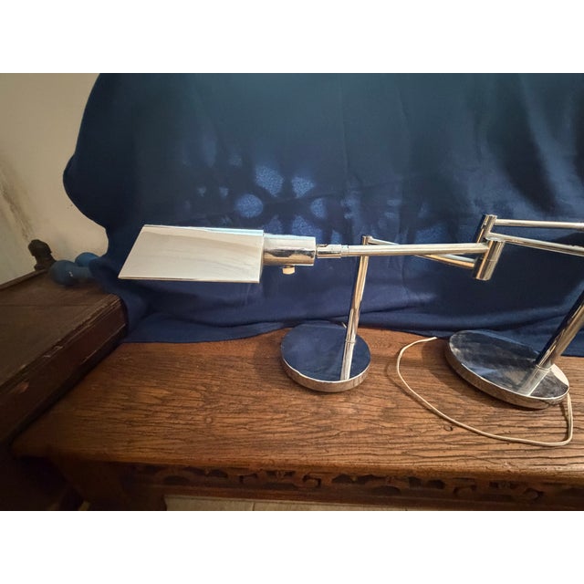 Vintage Koch & Lowy Pair of Articulating Desk Lamps Dimmers are fully functional and lamps work great. Chrome finish is...