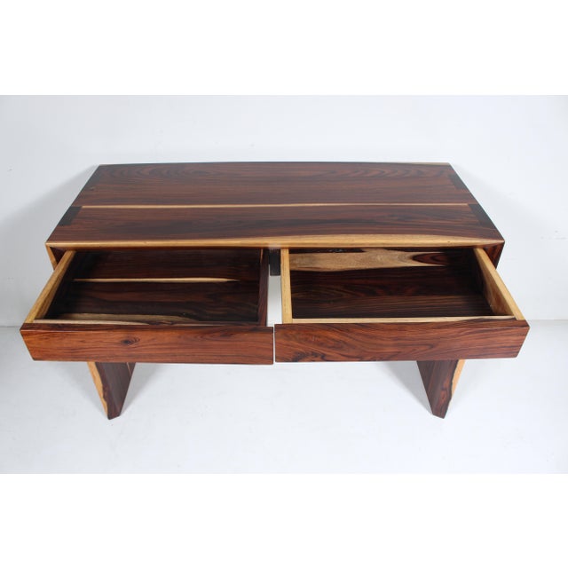 Brown Modern Parsons Style Cocobolo Desk, Handcrafted, 1980s For Sale - Image 8 of 17