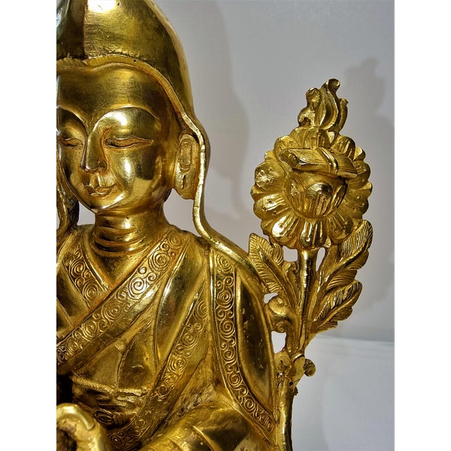 Gilded Seated Buddha on Stylized Lotus Base For Sale - Image 9 of 18
