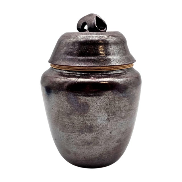 Japanese Studio Pottery Mingei Tenmoku Glazed Tea Storage Jar 9" For Sale - Image 10 of 14