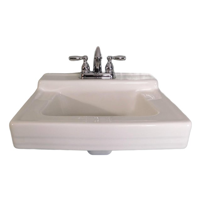 1963 Vintage Standard Sanitary Manufacturing Company Wall-Mounted Porcelain Sink For Sale