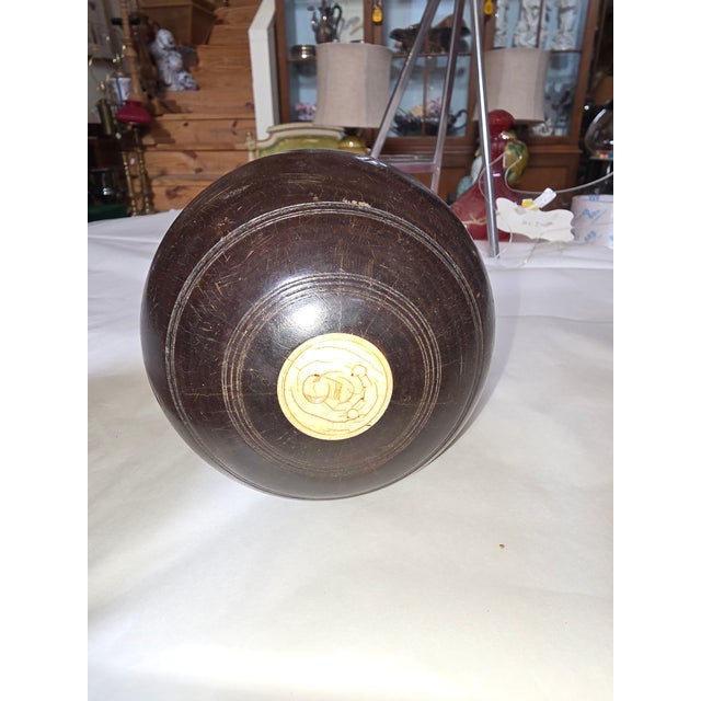 Three Antique Lignum Vitae Lawn Bowling Balls For Sale - Image 9 of 13