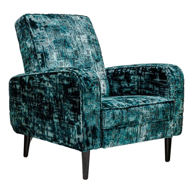 French Art Deco Lounge Chair in Emerald Green For Sale