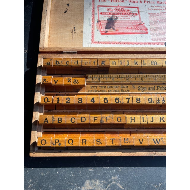 Vintage Wood Rubber Stamping Set in Case Alphabet Upper Lower Numbers For Sale - Image 9 of 12