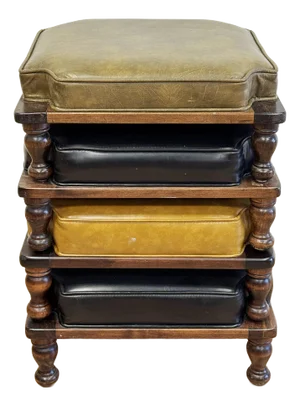 Vintage Turned Wood Ethan Allen Stacking Stools, Set of 4