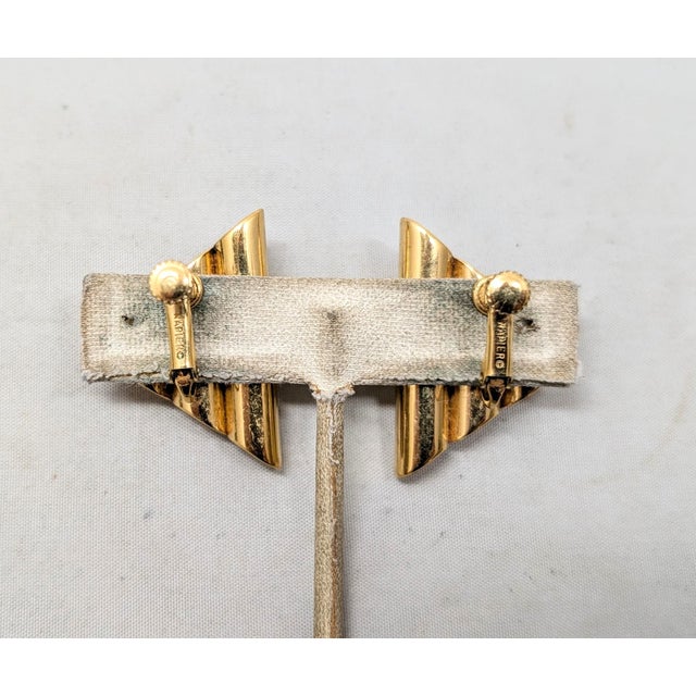 Vintage 1960s Signed Napier Modernist Goldtone Clip Earrings-2 Pieces For Sale In Philadelphia - Image 6 of 7