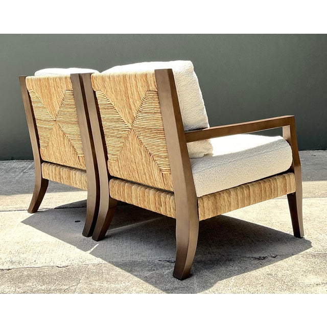 Early 21st Century Vintage Ej Victor “Fishers Island” Rush Lounge Chairs - A Pair For Sale - Image 5 of 12