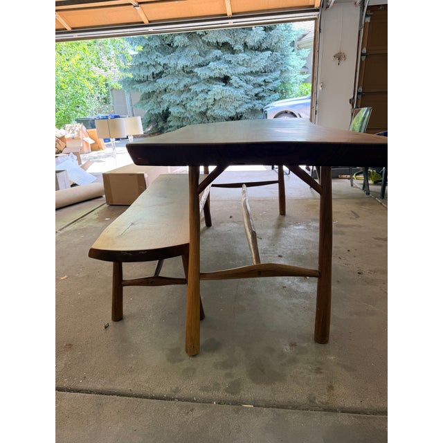 Unique Live Edge Black Walnut Wood Dining Table (Matching Bench Included) For Sale - Image 12 of 12