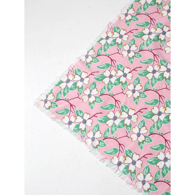 Early 20th Century Early 20th Century Vintage Pink Floral Tablecloth For Sale - Image 5 of 7