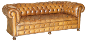 Vintage English Chesterfield Sofa in Hand-Dyed Cigar Brown Leather, 1950s