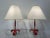 Metal Vintage Jacques Adnet Style Red Stitched Leather Table Lamps, 1950's France - a Pair For Sale - Image 7 of 12