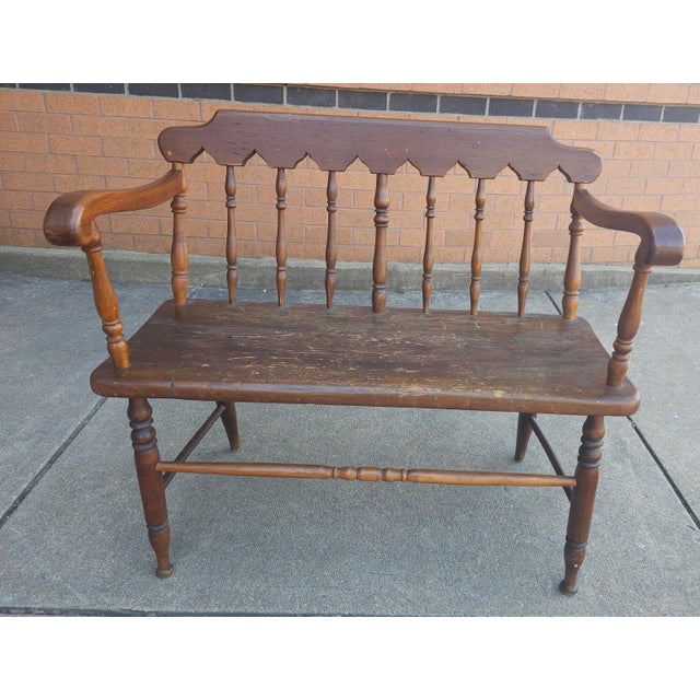 Early 20th Century Early American Two Seater Setteee Bench For Sale - Image 5 of 9