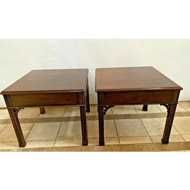 1980s 1980s Vintage Henredon Side Tables Walnut Nightstands Single Drawer Matching - a Pair For Sale - Image 5 of 10