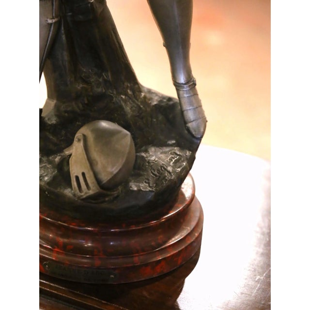 Early 20th Century Early 20th Century French Patinated Spelter Joan of Arc by Ernest Legrand For Sale - Image 5 of 9