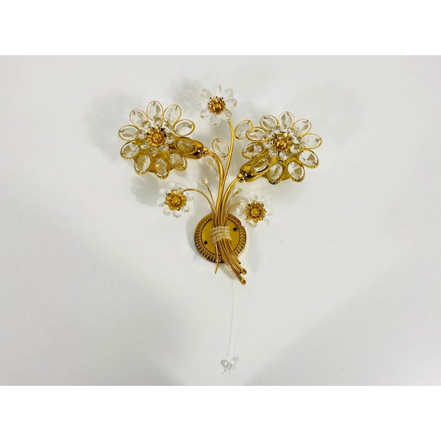 Floral Crystal Glass Sconce from Palwa, Germany, 1960s For Sale - Image 11 of 12