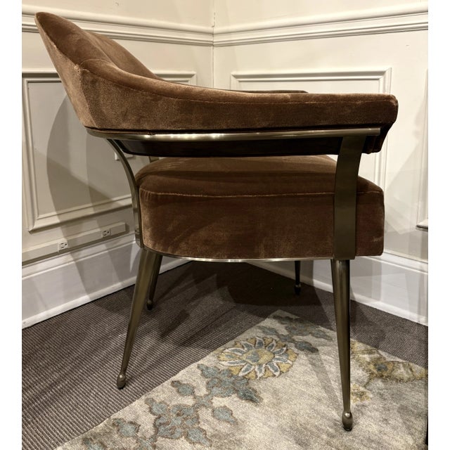 Caracole Caracole Modern Brown Mohair Louisette Lounge Chairs Pair For Sale - Image 4 of 7