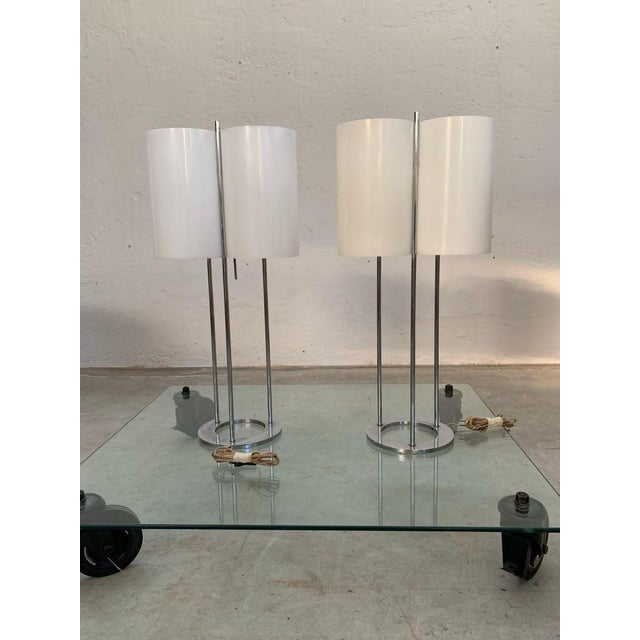 1960s Table Lamps with Chromed Tubular and Methacrylate attributed to Paul Mayen for Habitat, 1970s, Set of 2 For Sale - Image 5 of 10