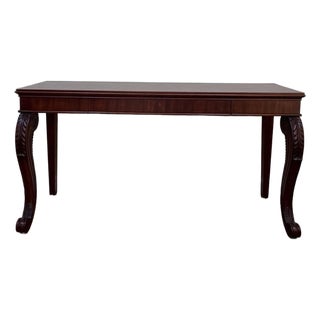 Late 20th Century Polo Ralph Lauren Mahogany Regency Console Table 72in Carved Scroll Legs For Sale