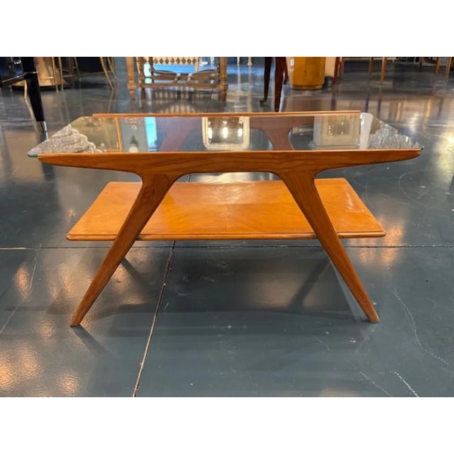 Mid 20th Century Mid Century Modern Italian Walnut and Glass Coffee Table For Sale - Image 5 of 5