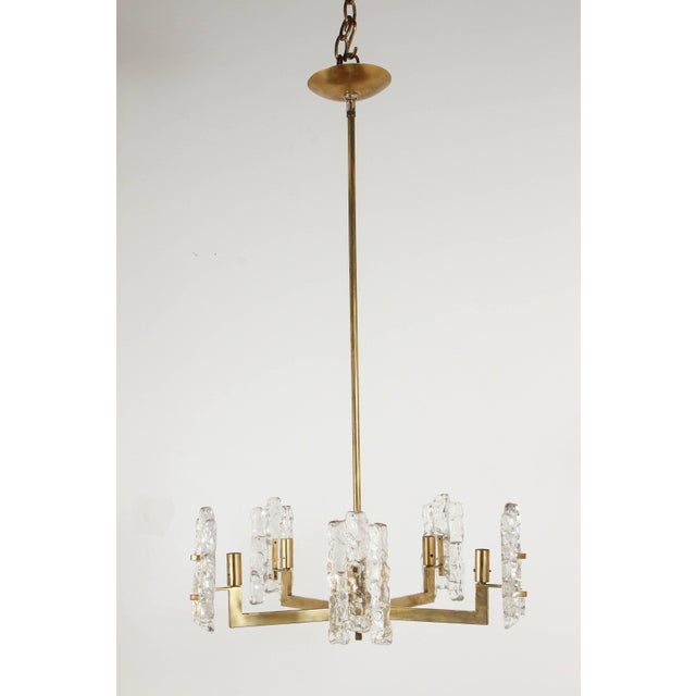 Metal Italian Glass Pendant With Kalmar Textured Glass Shades For Sale - Image 7 of 10