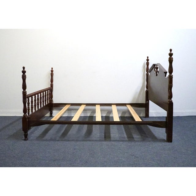 Brown Broyhill Furniture Solid Cherry Traditional Style Queen Size Pediment Bed 6595-66 For Sale - Image 8 of 11