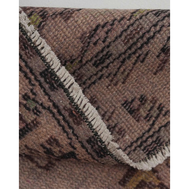 1970s Vintage Handmade Wool Cotton Brown Area Rug For Sale - Image 9 of 12