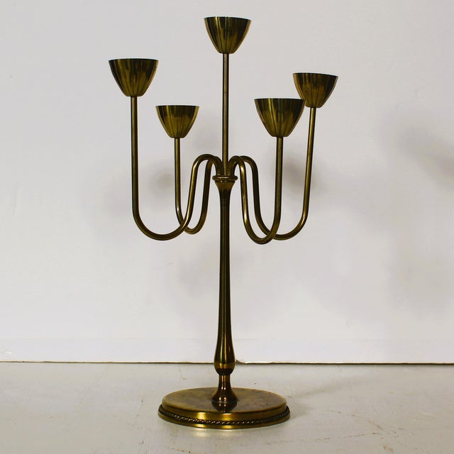 Metal Brass Candelabra by Gunnar Ander for Ystad Metall, 1970 For Sale - Image 7 of 13