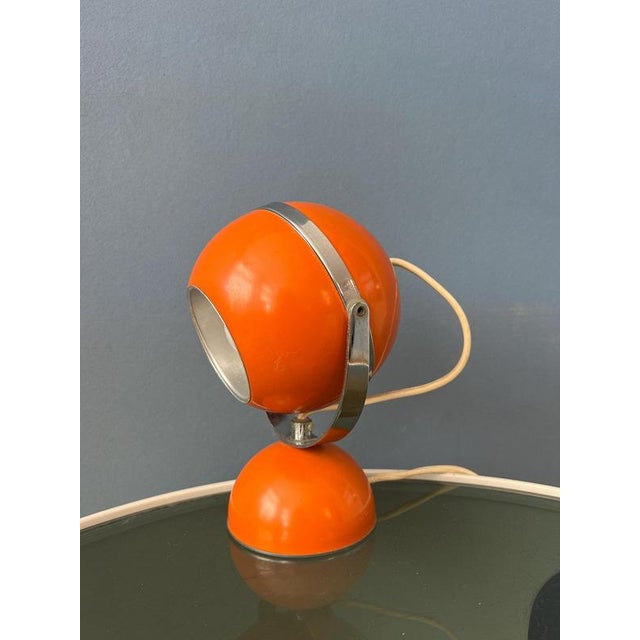 Mid-Century Space Age Orange Eyeball Table Lamp For Sale - Image 6 of 11
