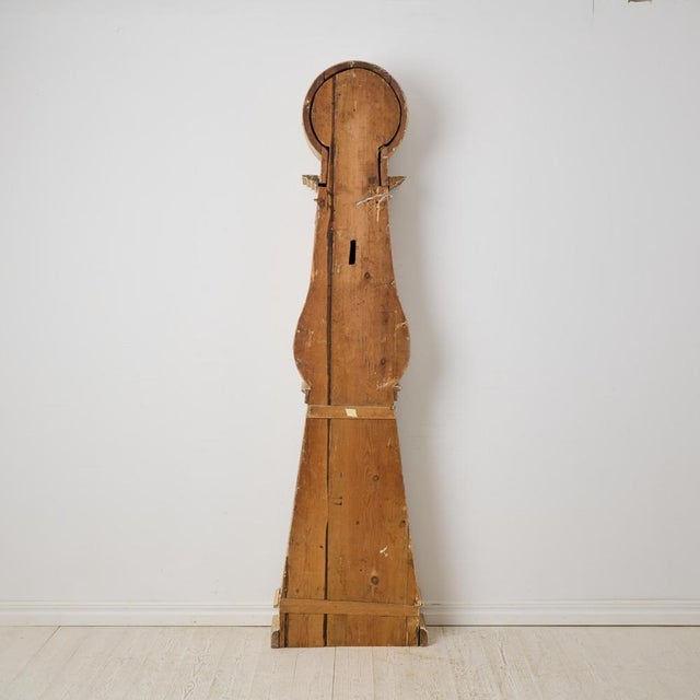 Antique Swedish Gustavian Rustic Long Case Clock, Hand-Carved Gustavian Decor For Sale - Image 6 of 10