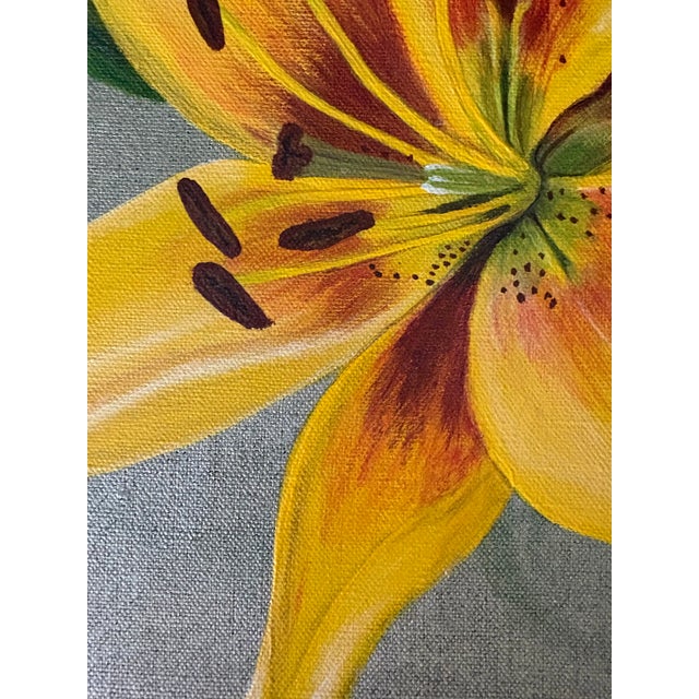 Paint Modern Oil Painting - Yellow Flower For Sale - Image 7 of 11