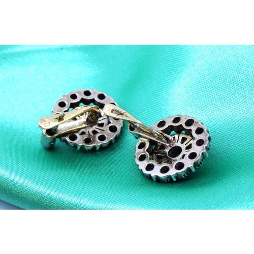 Circular Gold and Silver Earrings with Diamond Chips, Set of 2 For Sale - Image 5 of 7