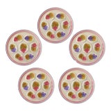 Vintage French Stoneware Oyster Plates, Set of 5 For Sale