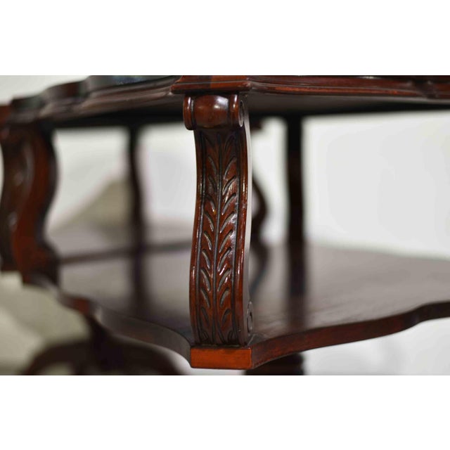 1950s Georgian Revival Leather Mahogany Occasional Tripod Tables by Venice Furniture Novelty Manufacturing Co.Chicago For Sale - Image 11 of 13