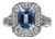 .925 Sterling Silver Diamond Accent and 8X6 mm Emerald-Shape Blue Topaz Ring (I-J Color, I2-I3 Clarity) - Ring Size 8 For Sale