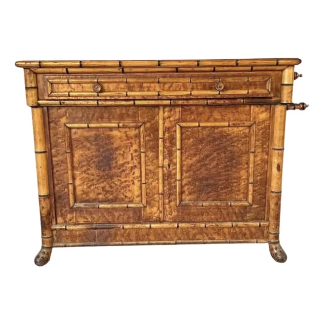 Mid 19th Century French Faux Bamboo Bird's Eye Maple Cabinet For Sale