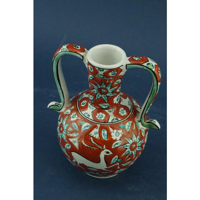 20th Century Ceramic Vase with Iznik Decoration and Stylized Ibex by Icarus Rhodes, Greece, 1950s For Sale - Image 9 of 18
