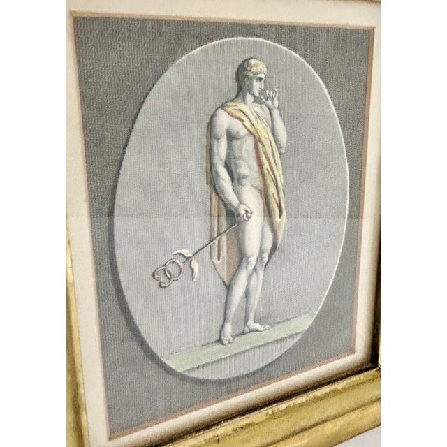 1940s Neoclassical Mercury (Hermes) & Goddess Style Prints, Gilt Frames, Classical Greek Roman Wall Art - a Pair For Sale - Image 11 of 12