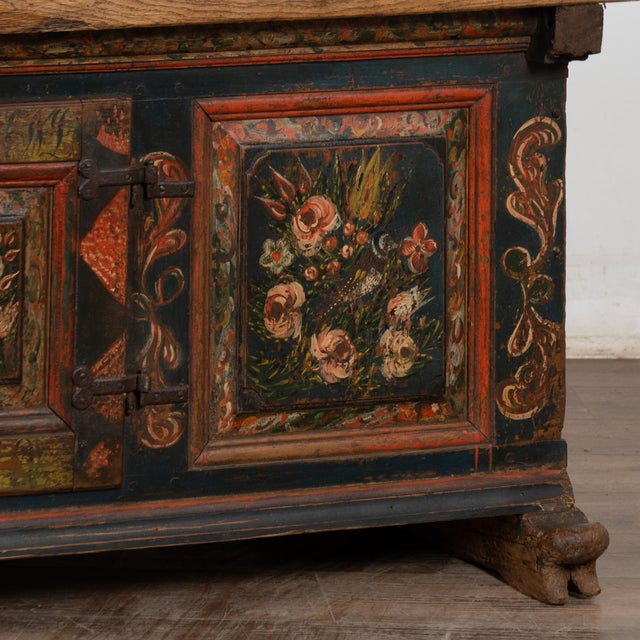 Folk Art Original Painted Swedish Console Dated 1849 For Sale - Image 3 of 12