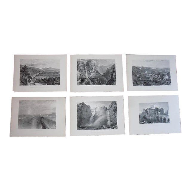 Authentic Antique 19th Century J.M.W..Turner. British Landscape Engravings - Set of 6 For Sale