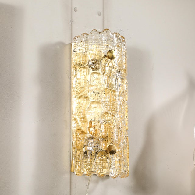 Pair of Mid-Century Mottled Honey Glass Sconces by Carl Fagerlund for Orrefors For Sale - Image 10 of 12