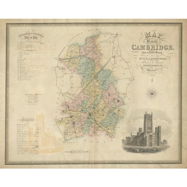 Large Hand-Colored Map of Cambridgeshire by Greenwood, 1834 For Sale - Image 13 of 13