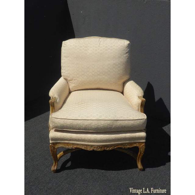Designer French Country Accent Chair With Crackle Finish & Down Feather