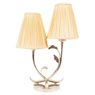 Art Deco Table Lamp with Fabric Shades, Vienna, 1920s For Sale