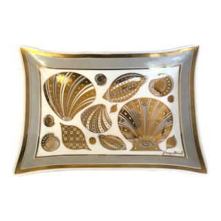 Georges Briard Gold/White Seashell Design Trinket Dish For Sale